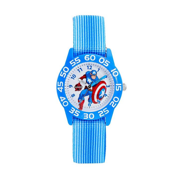 Marvel The Avengers Assemble Captain America Boys' Time Teacher Watch, Boy's, Blue