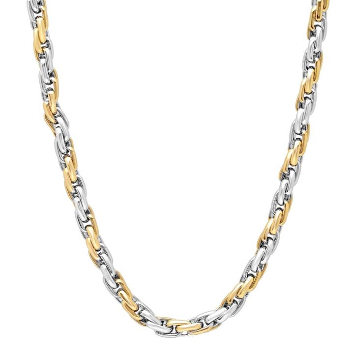 Men's Two Tone Stainless Steel Rope Chain Necklace - 24 In, Size: 24, Silver