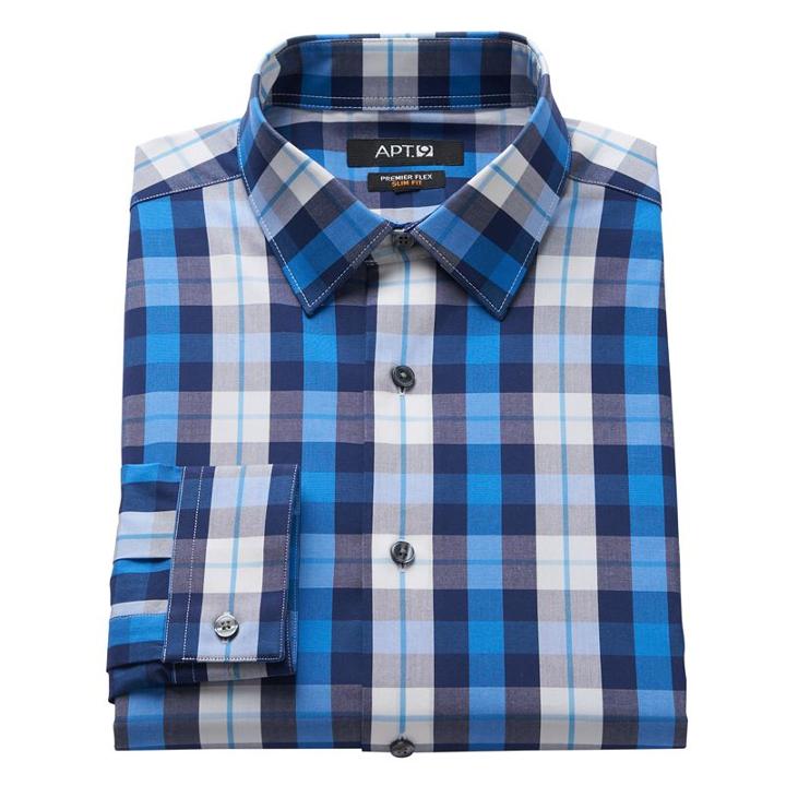 Men's Apt. 9&reg; Slim-fit Flex Collar Dress Shirt, Size: 17.5-34/35, Blue