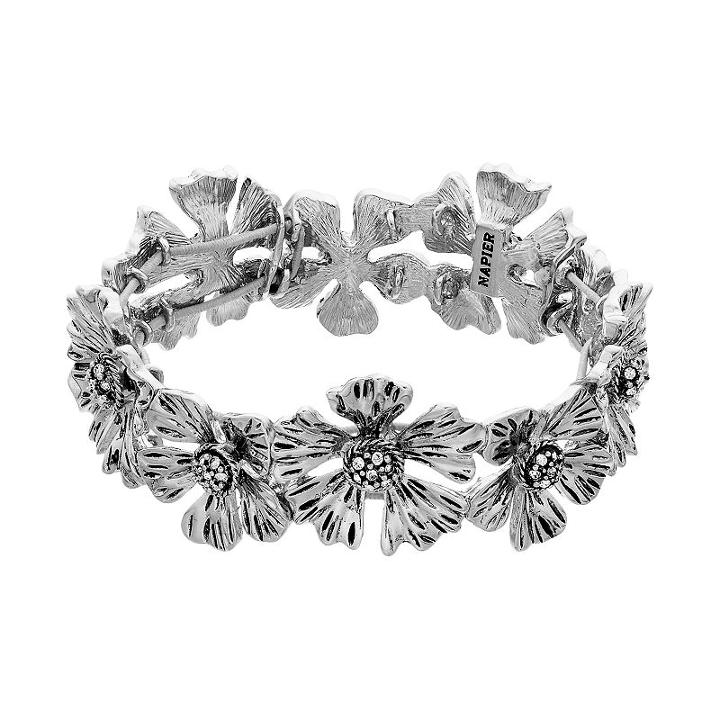 Napier Antiqued Flower Stretch Bracelet, Women's, Silver