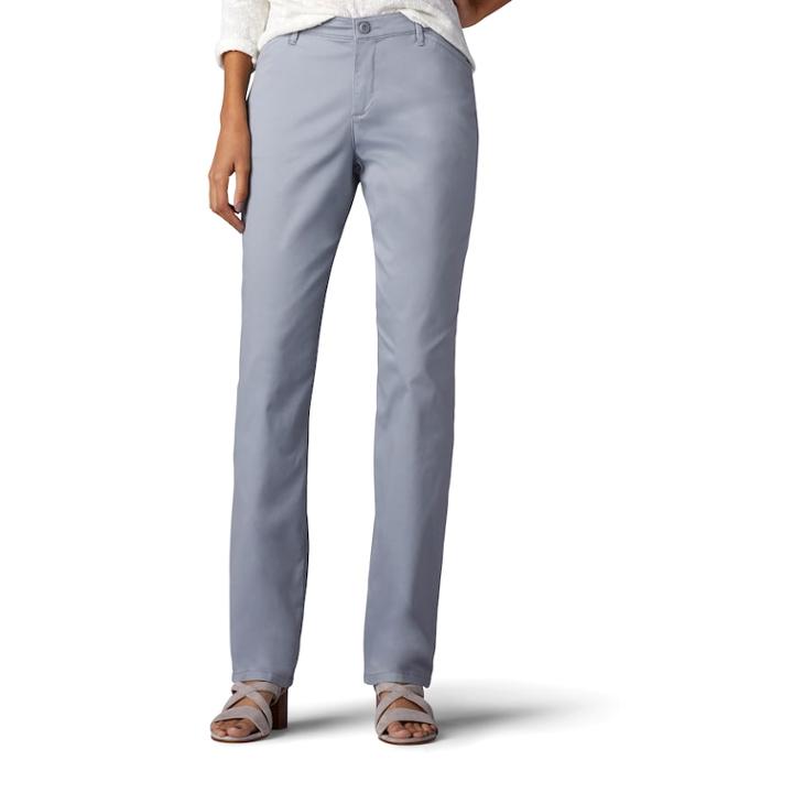Women's Lee Original All Day Relaxed Fit Pants, Size: 4 - Regular, Grey