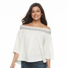 Women's Apt. 9&reg; Smocked Off-the-shoulder Top, Size: Xxl, White
