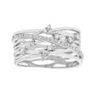 Diamond Essence Sterling Silver Cubic Zirconia Crisscross Multi Row Ring, Women's, Size: 7, White