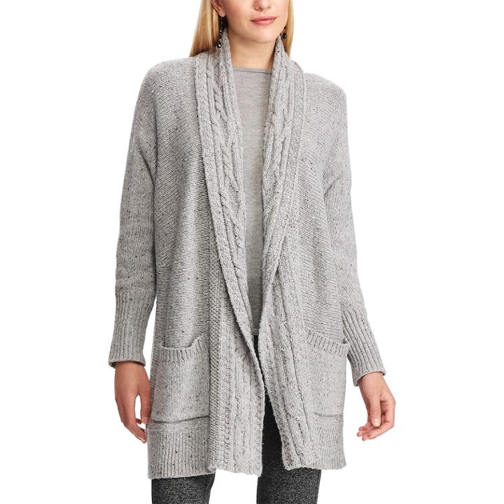 Women's Chaps Cotton-blend Shawl Cardigan, Size: Xxl, Grey