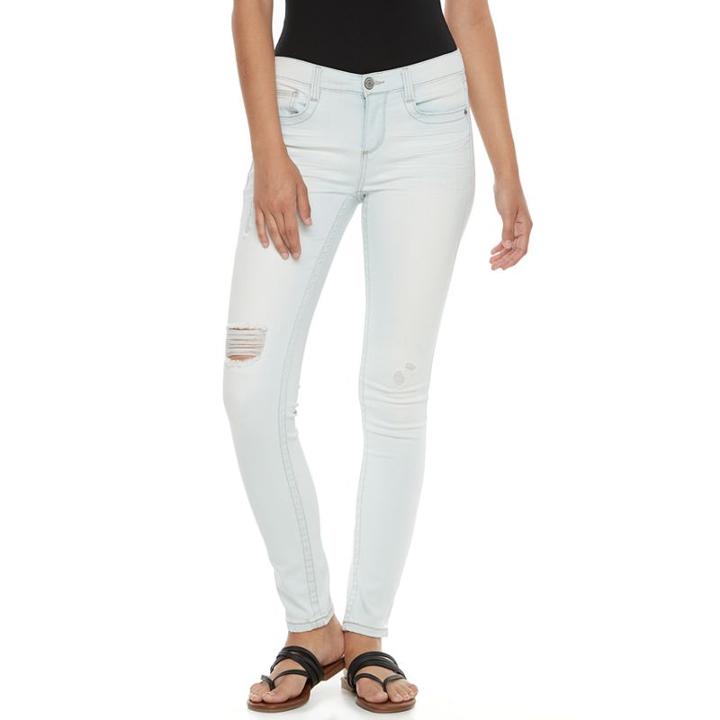 Juniors' Mudd&reg; Ripped Skinny Jeans, Teens, Size: 9, Light Blue