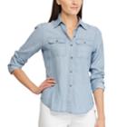 Petite Chaps Plaid Button-down Work Shirt, Women's, Size: M Petite, Blue