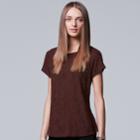 Women's Simply Vera Vera Wang Jacquard Tee, Size: Small, Dark Red