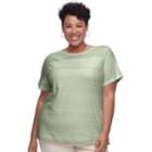 Plus Size Croft & Barrow&reg; Mixed Lace Short Sleeve Tee, Women's, Size: 4xl, Lt Green