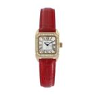 Peugeot Women's Crystal Leather Watch, Red