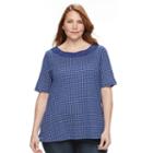 Plus Size Women's Croft & Barrow&reg; Crochet Tee, Size: 2xl, Dark Blue
