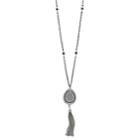 Long Glittery Tasseled Teardrop Pendant Necklace, Women's, Oxford