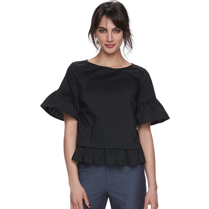 Women's Elle&trade; Ruffle Top, Size: Xxl, Black