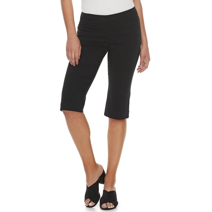 Petite Apt. 9&reg; Brynn Midrise Skimmer Capris, Women's, Size: 14 Petite, Black
