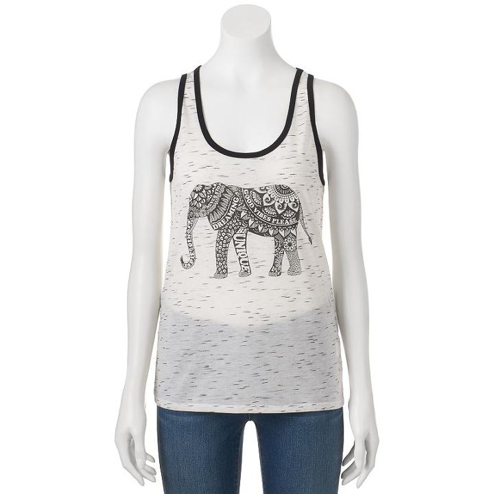Juniors' The Print Shop Hamsa Elephant Graphic Tank, Girl's, Size: Xs, Light Grey