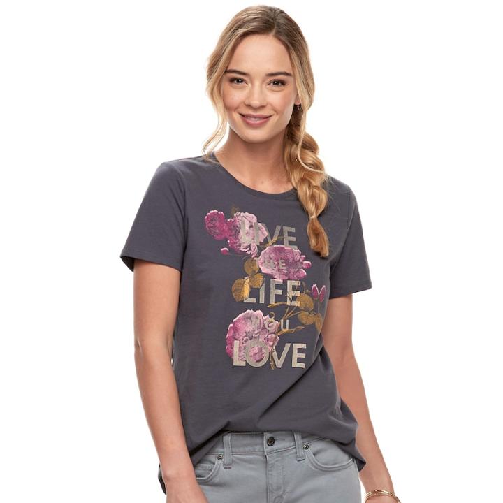 Women's Sonoma Goods For Life&trade; Graphic Crewneck Tee, Size: Xxl, Dark Grey