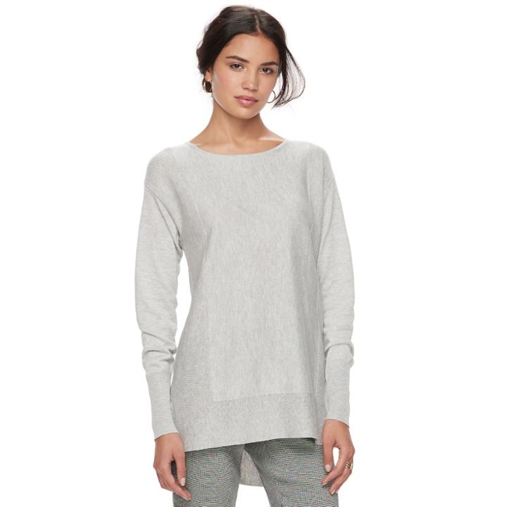 Women's Elle&trade; Bow Accent Tunic Sweater, Size: Xs, Grey