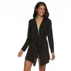Women's Beach Scene Martinique Open-front Cover-up, Size: Medium, Black