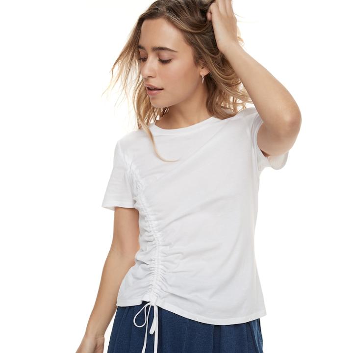 K/lab Asymmetrical Gathered Tee, Teens, Size: Small, White