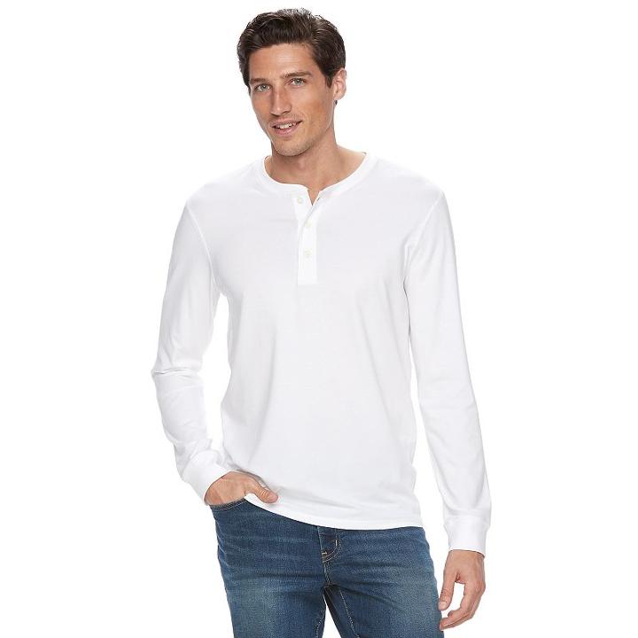 Men's Sonoma Goods For Life&trade; Flexwear Slim-fit Henley, Size: Xl, White