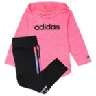 Baby Girl Adidas Hooded Tee & Melange Stripe Leggings Set, Size: 18 Months, Brt Pink