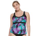 Plus Size Zeroxposur Printed Empire Tankini Top, Women's, Size: 20 W, Red (beet)