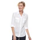 Women's Croft & Barrow&reg; Knit-to-fit Roll-tab Shirt, Size: Xxl, White