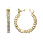 18k Gold Over Brass And Silver-plated Diamond Accent Hoop Earrings, Women's, White