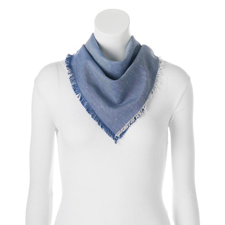 Sonoma Goods For Life&trade; Speckled & Frayed Bandana Square Scarf, Women's, Light Blue