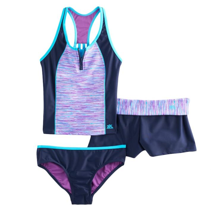 Girls 7-16 & Plus Size Zeroxposur 3-pc. Tankini Set, Size: 12, Red (beet)