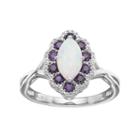 Sterling Silver Lab-created Opal & Amethyst Marquise Ring, Women's, Size: 6, Purple