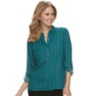 Women's Apt. 9&reg; Convertible Button Tab Blouse, Size: Xl, Dark Blue