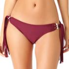 Juniors' California Sunshine Shell Side-tie Hipster Bikini Bottoms, Women's, Size: Medium, Med Red