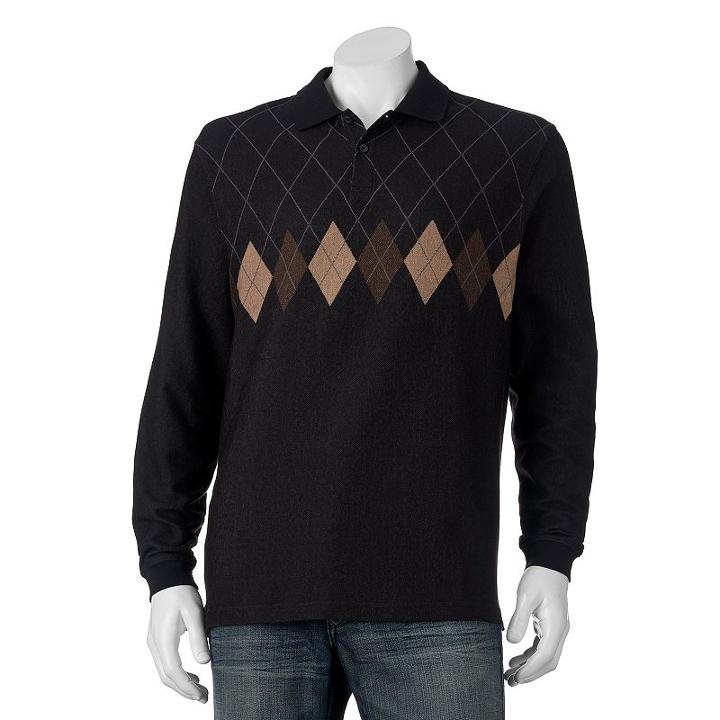 Men's Haggar Classic-fit Argyle Jacquard Polo, Size: Xl, Black