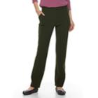Women's Croft & Barrow&reg; Straight-fit Polished Pull-on Pants, Size: 18, Dark Green