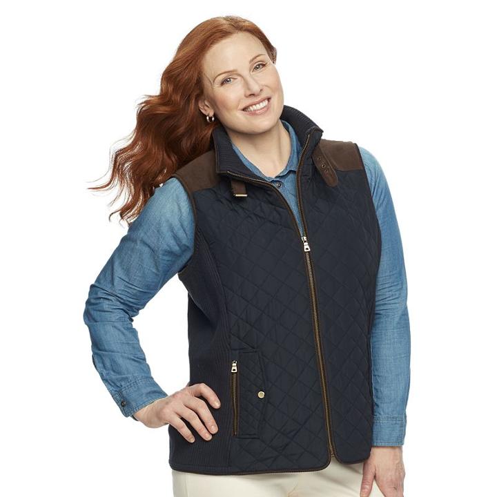 Plus Size Gallery Quilted Ribbed Vest, Women's, Size: 1xl, Blue (navy)