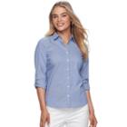 Petite Apt. 9&reg; Poplin Structured Shirt, Women's, Size: Xl Petite, Blue