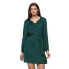 Women's Jennifer Lopez Lace Up Shift Dress, Size: Xs, Dark Green
