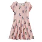 Disney's Minnie Mouse Girls 4-10 Twist Cold Shoulder Sleeve Sprinkle Skater Dress By Jumping Beans&reg;, Size: 7, Brt Pink