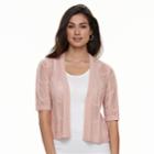 Women's Nina Leonard Chevron-stitch Bolero, Size: Xl, Dark Red