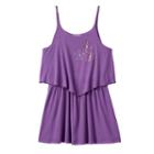 Girls 4-6x Design 365 Rhinestone Solid Popover Dress, Girl's, Size: 6, Purple Oth