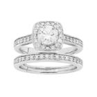 14k White Gold 1 Carat T.w. Igl Certified Diamond Square Halo Engagement Ring Set, Women's, Size: 6