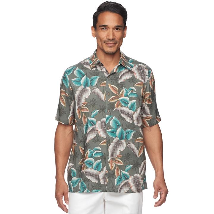 Men's Batik Bay Classic-fit Tropical Soft Touch Pocket Button-down Shirt, Size: Xl, Green