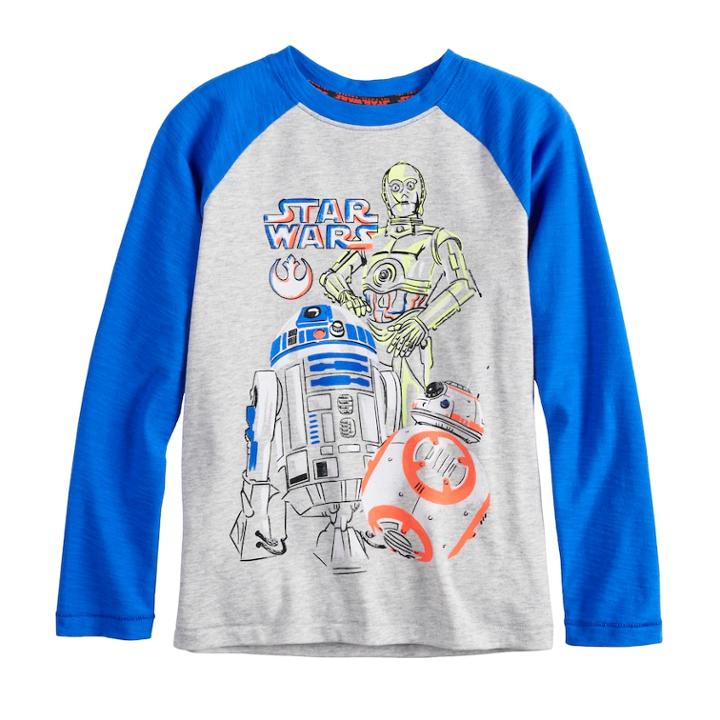 Boys 4-8 Star Wars A Collection For Kohl's C-3p0, R2d2 & Bb-8 Raglan Tee, Size: 6, Light Grey