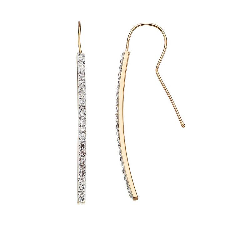 Crystal 14k Gold Over Silver Stick Drop Earrings, Women's, White