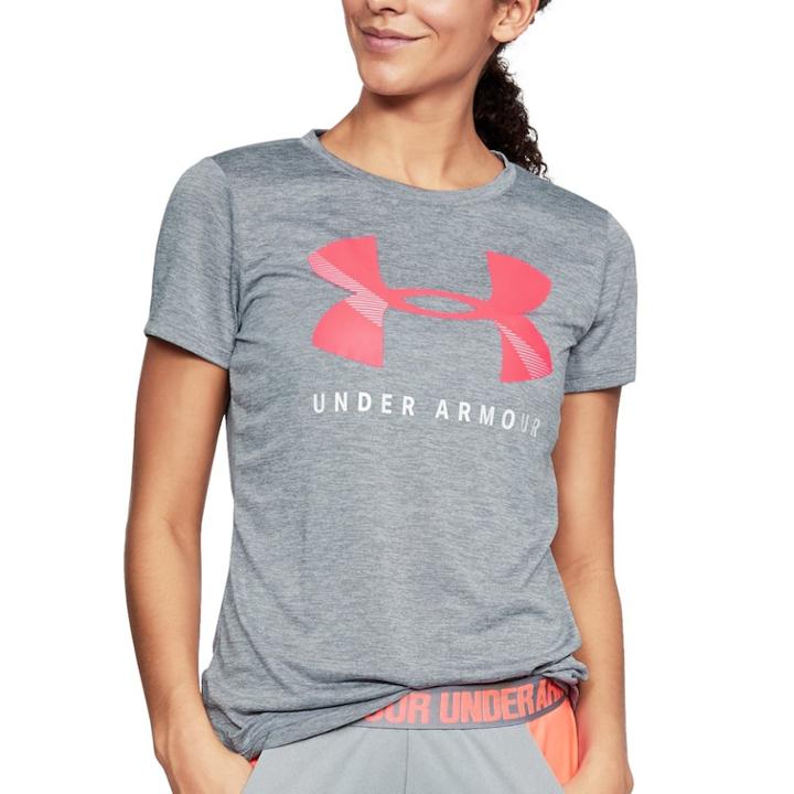 Women's Under Armour Tech Crewneck Twist Graphic Tee, Size: Medium, Med Grey