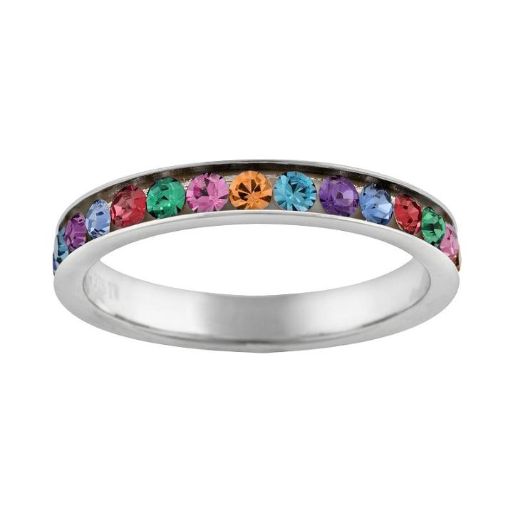 Silver Plated Simulated Crystal Eternity Ring, Women's, Size: 8, Multicolor