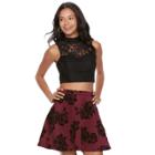 Juniors' Trixxi 2-piece Floral Lace Skater Dress, Teens, Size: Medium, Med Red