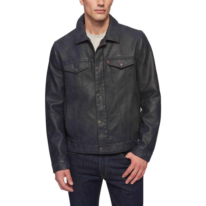 Men's Levi's&reg; Classic Faux-leather Trucker Jacket, Size: Small, Blue (navy)