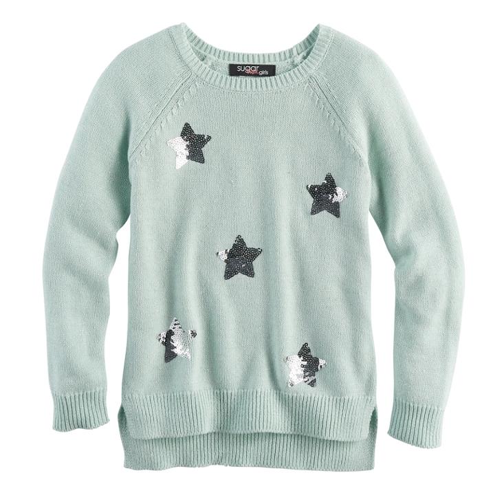 Girls 7-16 Sugar Rush Sequin Sweater, Size: Xl, Lt Green