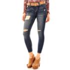 Juniors' Wallfower Legendary Ripped Skinny Ankle Jeans, Teens, Size: 3, Dark Blue